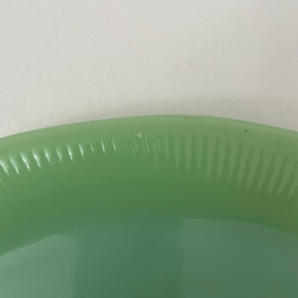 Vintage Fire King Jadeite Oval Platter Ribbed Green Glass Made in USA - Picture 8 of 10